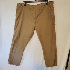 Wrangler Men’s 44x30 Carpenter Pants Tan Canvas Workwear 100% Cotton
